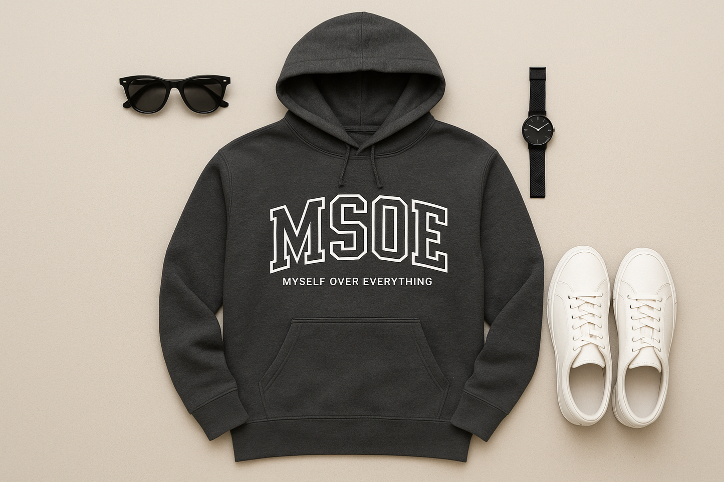 MSOE Hoodie Lifestyle Flat Lay